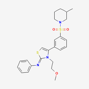 molecular formula C24H29N3O3S2 B12192856 N-[(2Z)-3-(2-methoxyethyl)-4-{3-[(3-methylpiperidin-1-yl)sulfonyl]phenyl}-1,3-thiazol-2(3H)-ylidene]aniline 