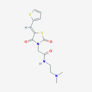 molecular formula C14H17N3O3S2 B12192875 N-[2-(dimethylamino)ethyl]-2-[(5Z)-2,4-dioxo-5-(thiophen-2-ylmethylidene)-1,3-thiazolidin-3-yl]acetamide 