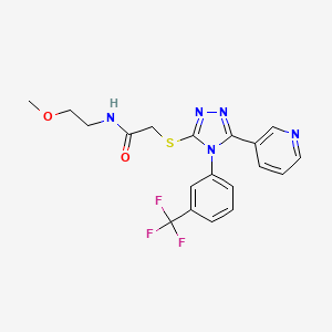 molecular formula C19H18F3N5O2S B12192905 N-(2-methoxyethyl)-2-{[5-(pyridin-3-yl)-4-[3-(trifluoromethyl)phenyl]-4H-1,2,4-triazol-3-yl]sulfanyl}acetamide 