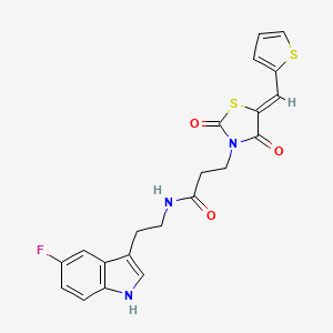 molecular formula C21H18FN3O3S2 B12192914 3-[(5Z)-2,4-dioxo-5-(thiophen-2-ylmethylidene)-1,3-thiazolidin-3-yl]-N-[2-(5-fluoro-1H-indol-3-yl)ethyl]propanamide 