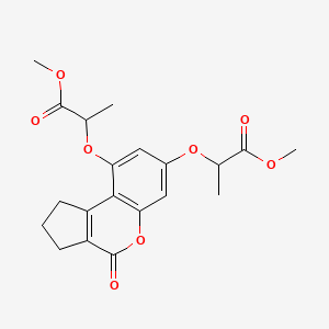 molecular formula C20H22O8 B12192928 methyl 2-({7-[(1-methoxy-1-oxopropan-2-yl)oxy]-4-oxo-1H,2H,3H,4H-cyclopenta[c]chromen-9-yl}oxy)propanoate 