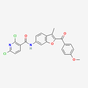 molecular formula C23H16Cl2N2O4 B12192987 2,6-dichloro-N-{2-[(4-methoxyphenyl)carbonyl]-3-methyl-1-benzofuran-6-yl}pyridine-3-carboxamide 