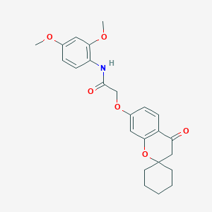 molecular formula C24H27NO6 B12193010 N-(2,4-dimethoxyphenyl)-2-[(4-oxo-3,4-dihydrospiro[chromene-2,1'-cyclohexan]-7-yl)oxy]acetamide 