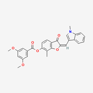 (2E)-7-methyl-2-[(1-methyl-1H-indol-3-yl)methylidene]-3-oxo-2,3-dihydro-1-benzofuran-6-yl 3,5-dimethoxybenzoate