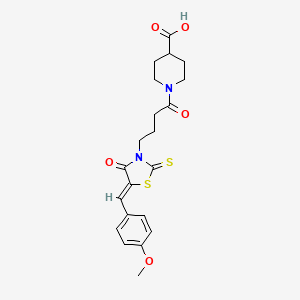 1-{4-[(5Z)-5-(4-methoxybenzylidene)-4-oxo-2-thioxo-1,3-thiazolidin-3-yl]butanoyl}piperidine-4-carboxylic acid