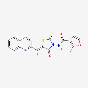 2-methyl-N-[(5Z)-4-oxo-5-(quinolin-2-ylmethylidene)-2-thioxo-1,3-thiazolidin-3-yl]furan-3-carboxamide