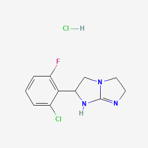 molecular formula C11H12Cl2FN3 B1219319 1H-Imidazo(1,2-a)imidazole, 2-(2-chloro-6-fluorophenyl)-2,3,5,6-tetrahydro-, monohydrochloride CAS No. 78316-86-6