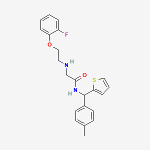 molecular formula C22H23FN2O2S B12193212 2-{[2-(2-fluorophenoxy)ethyl]amino}-N-[(4-methylphenyl)(thiophen-2-yl)methyl]acetamide 