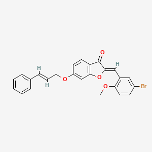 molecular formula C25H19BrO4 B12193249 6-((2E)-3-phenylprop-2-enyloxy)-2-[(5-bromo-2-methoxyphenyl)methylene]benzo[b] furan-3-one 