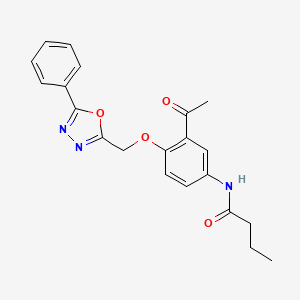 N-{3-acetyl-4-[(5-phenyl-1,3,4-oxadiazol-2-yl)methoxy]phenyl}butanamide