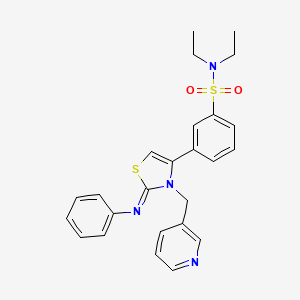 molecular formula C25H26N4O2S2 B12193269 N,N-diethyl-3-[(2Z)-2-(phenylimino)-3-(pyridin-3-ylmethyl)-2,3-dihydro-1,3-thiazol-4-yl]benzenesulfonamide 