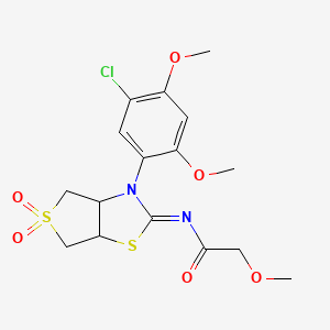 molecular formula C16H19ClN2O6S2 B12193355 N-[(2Z)-3-(5-chloro-2,4-dimethoxyphenyl)-5,5-dioxidotetrahydrothieno[3,4-d][1,3]thiazol-2(3H)-ylidene]-2-methoxyacetamide 