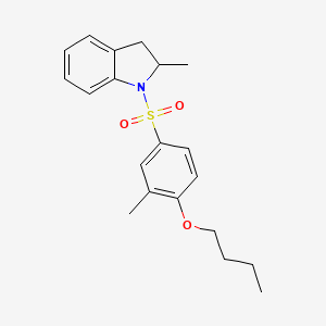 molecular formula C20H25NO3S B12193433 1-(4-butoxy-3-methylbenzenesulfonyl)-2-methyl-2,3-dihydro-1H-indole 