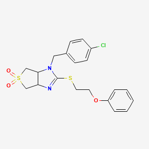 molecular formula C20H21ClN2O3S2 B12193435 1-(4-chlorobenzyl)-2-[(2-phenoxyethyl)sulfanyl]-3a,4,6,6a-tetrahydro-1H-thieno[3,4-d]imidazole 5,5-dioxide 