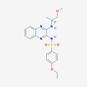 molecular formula C20H24N4O4S B12193443 4-ethoxy-N-{3-[(1-methoxypropan-2-yl)amino]quinoxalin-2-yl}benzene-1-sulfonamide 