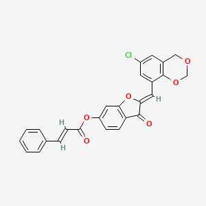 molecular formula C26H17ClO6 B12193464 (2Z)-2-[(6-chloro-4H-1,3-benzodioxin-8-yl)methylidene]-3-oxo-2,3-dihydro-1-benzofuran-6-yl (2E)-3-phenylprop-2-enoate 