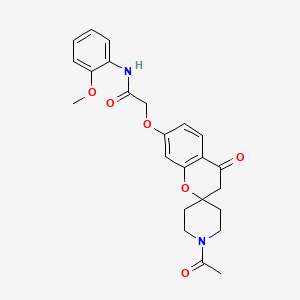 molecular formula C24H26N2O6 B12193506 2-[(1'-acetyl-4-oxo-3,4-dihydrospiro[chromene-2,4'-piperidin]-7-yl)oxy]-N-(2-methoxyphenyl)acetamide 