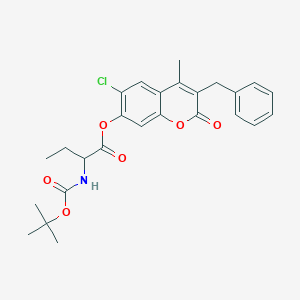 molecular formula C26H28ClNO6 B12193528 3-benzyl-6-chloro-4-methyl-2-oxo-2H-chromen-7-yl 2-[(tert-butoxycarbonyl)amino]butanoate 