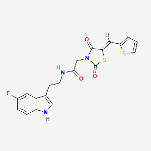 molecular formula C20H16FN3O3S2 B12193566 2-[(5Z)-2,4-dioxo-5-(thiophen-2-ylmethylidene)-1,3-thiazolidin-3-yl]-N-[2-(5-fluoro-1H-indol-3-yl)ethyl]acetamide 