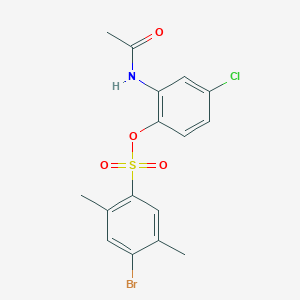 molecular formula C16H15BrClNO4S B12193584 4-Chloro-2-acetamidophenyl 4-bromo-2,5-dimethylbenzene-1-sulfonate 