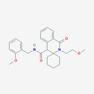 molecular formula C26H32N2O4 B12193593 N-(2-methoxybenzyl)-2'-(2-methoxyethyl)-1'-oxo-1',4'-dihydro-2'H-spiro[cyclohexane-1,3'-isoquinoline]-4'-carboxamide 