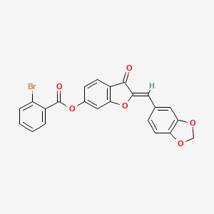 (2Z)-2-(1,3-benzodioxol-5-ylmethylidene)-3-oxo-2,3-dihydro-1-benzofuran-6-yl 2-bromobenzoate