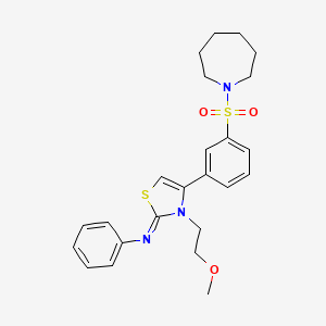 molecular formula C24H29N3O3S2 B12193622 N-[(2Z)-4-[3-(azepan-1-ylsulfonyl)phenyl]-3-(2-methoxyethyl)-1,3-thiazol-2(3H)-ylidene]aniline 