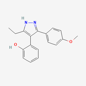 B1219364 2-(3-Ethyl-5-(4-methoxyphenyl)-1H-pyrazol-4-yl)phenol CAS No. 1038-81-9
