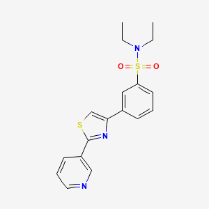 molecular formula C18H19N3O2S2 B12193661 N,N-diethyl-3-[2-(pyridin-3-yl)-1,3-thiazol-4-yl]benzenesulfonamide 