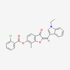 molecular formula C27H20ClNO4 B12193679 (2E)-2-[(1-ethyl-1H-indol-3-yl)methylidene]-7-methyl-3-oxo-2,3-dihydro-1-benzofuran-6-yl 2-chlorobenzoate 