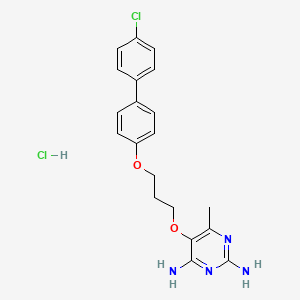 molecular formula C20H22Cl2N4O2 B1219374 2,4-Diamino-5-(3-(4-(4-chlorophenyl)phenoxy)propoxy)-6-methylpyrimidine monohydrochloride CAS No. 83402-97-5