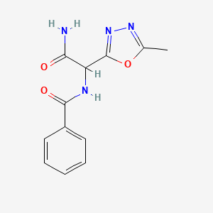 molecular formula C12H12N4O3 B12193767 2-(5-Methyl-1,3,4-oxadiazol-2-yl)-2-(phenylformamido)acetamide 