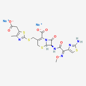 molecular formula C20H18N6Na2O7S4 B1219383 头孢地嗪钠 CAS No. 86329-79-5