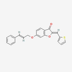 molecular formula C22H16O3S B12193854 6-((2E)-3-phenylprop-2-enyloxy)-2-(2-thienylmethylene)benzo[b]furan-3-one 