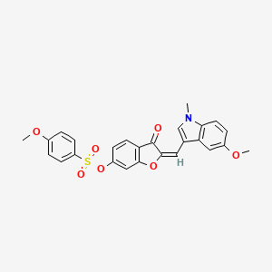 (2E)-2-[(5-methoxy-1-methyl-1H-indol-3-yl)methylidene]-3-oxo-2,3-dihydro-1-benzofuran-6-yl 4-methoxybenzenesulfonate