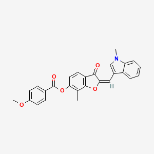 molecular formula C27H21NO5 B12193989 (2E)-7-methyl-2-[(1-methyl-1H-indol-3-yl)methylidene]-3-oxo-2,3-dihydro-1-benzofuran-6-yl 4-methoxybenzoate 