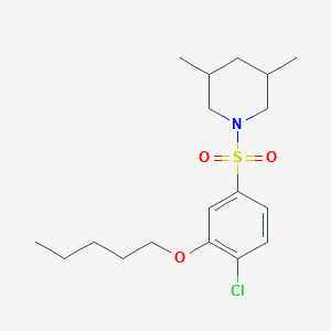 molecular formula C18H28ClNO3S B12194017 1-[4-Chloro-3-(pentyloxy)benzenesulfonyl]-3,5-dimethylpiperidine 