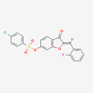 molecular formula C21H12ClFO5S B12194018 (2Z)-2-(2-fluorobenzylidene)-3-oxo-2,3-dihydro-1-benzofuran-6-yl 4-chlorobenzenesulfonate 