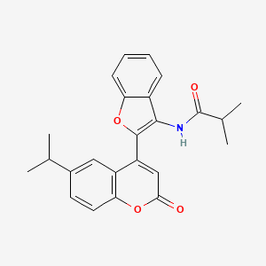 molecular formula C24H23NO4 B12194036 2-methyl-N-{2-[2-oxo-6-(propan-2-yl)-2H-chromen-4-yl]-1-benzofuran-3-yl}propanamide 