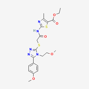molecular formula C21H25N5O5S2 B1219407 2-[[2-[[4-(2-甲氧基乙基)-5-(4-甲氧基苯基)-1,2,4-三唑-3-基]硫代]-1-氧代乙基]氨基]-4-甲基-5-噻唑羧酸乙酯 