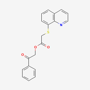 molecular formula C19H15NO3S B1219411 2-(8-Quinolinylthio)acetic acid phenacyl ester 