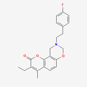 3-ethyl-9-[2-(4-fluorophenyl)ethyl]-4-methyl-9,10-dihydro-2H,8H-chromeno[8,7-e][1,3]oxazin-2-one