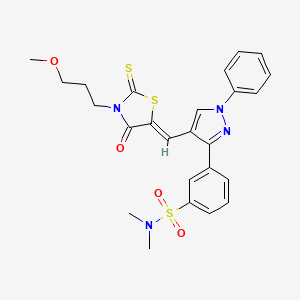 3-(4-{(Z)-[3-(3-methoxypropyl)-4-oxo-2-thioxo-1,3-thiazolidin-5-ylidene]methyl}-1-phenyl-1H-pyrazol-3-yl)-N,N-dimethylbenzenesulfonamide