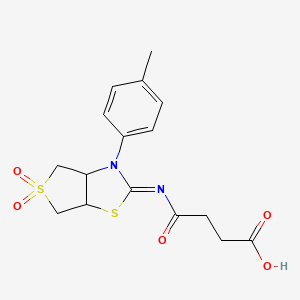 molecular formula C16H18N2O5S2 B12194183 4-{[(2Z)-3-(4-methylphenyl)-5,5-dioxidotetrahydrothieno[3,4-d][1,3]thiazol-2(3H)-ylidene]amino}-4-oxobutanoic acid 