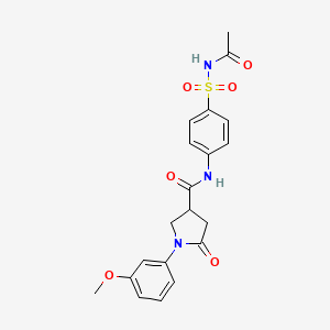 molecular formula C20H21N3O6S B12194189 N-[4-(acetylsulfamoyl)phenyl]-1-(3-methoxyphenyl)-5-oxopyrrolidine-3-carboxamide 