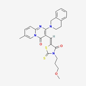 molecular formula C26H26N4O3S2 B12194192 2-(3,4-dihydroisoquinolin-2(1H)-yl)-3-{(Z)-[3-(3-methoxypropyl)-4-oxo-2-thioxo-1,3-thiazolidin-5-ylidene]methyl}-7-methyl-4H-pyrido[1,2-a]pyrimidin-4-one 