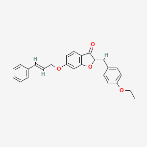 molecular formula C26H22O4 B12194214 (2Z)-2-(4-ethoxybenzylidene)-6-{[(2E)-3-phenylprop-2-en-1-yl]oxy}-1-benzofuran-3(2H)-one 