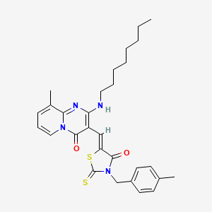 molecular formula C29H34N4O2S2 B12194250 9-methyl-3-{(Z)-[3-(4-methylbenzyl)-4-oxo-2-thioxo-1,3-thiazolidin-5-ylidene]methyl}-2-(octylamino)-4H-pyrido[1,2-a]pyrimidin-4-one 