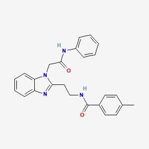 4-methyl-N-(2-{1-[(phenylcarbamoyl)methyl]-1H-1,3-benzodiazol-2-yl}ethyl)benzamide