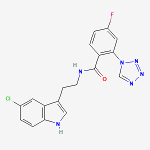 N~1~-[2-(5-chloro-1H-indol-3-yl)ethyl]-4-fluoro-2-(1H-1,2,3,4-tetraazol-1-yl)benzamide